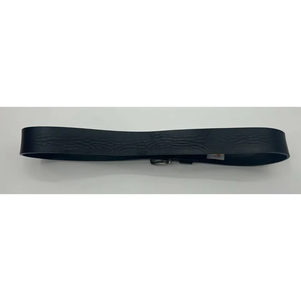 Men's Carhartt 38” Black Leather Belt W Logo Stitching Heavy Duty